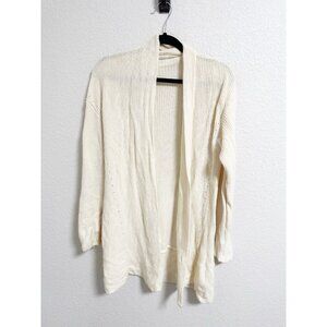 Malo Womens Cashmere Open Front Cardigan Sweater Made In Italy Cream Size 44